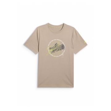 Tricou barbati  regular - imprimeu - bej - bumbac -