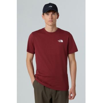 Tricou cu decolteu la baza gatului si imprimeu logo pe partea din spate - Gri/Rosu inchis