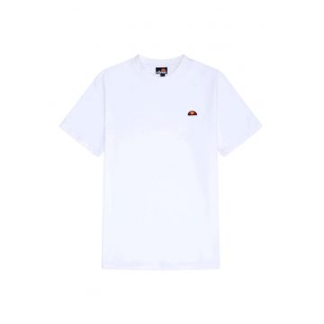 Tricou din bumbac cu decolteu la baza gatului - Alb