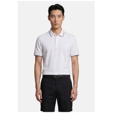 Tricou polo cu benzi contrastante - Alb