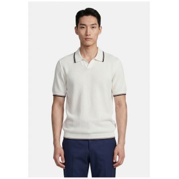 Tricou polo cu benzi contrastante - Alb