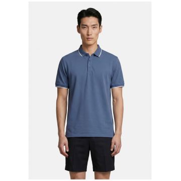 Tricou polo cu benzi contrastante - Albastru inchis
