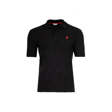 Tricou polo cu broderie logo - Negru