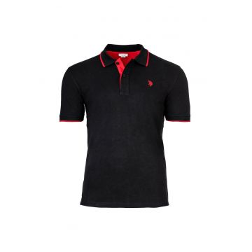 Tricou polo din amestec de bumbac - Negru