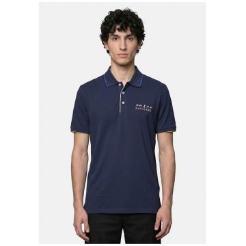 Tricou polo din bumbac cu logo pe piept - Bleumarin