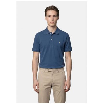 Tricou polo din bumbac cu model uni - Albastru oceanic