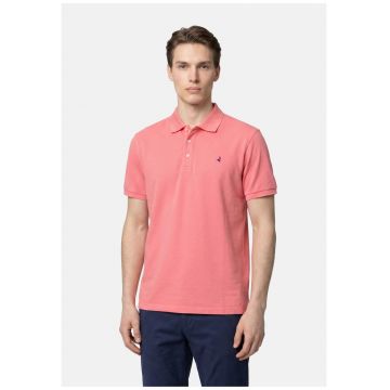 Tricou polo din bumbac cu model uni - Coral
