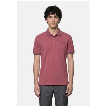 Tricou polo din bumbac cu model uni - Rosu stins