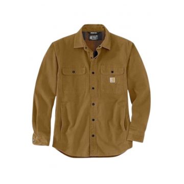 Camasa barbateasca -  Rugged Flex Canvas Fleece - captuseala din fleece - material elastic - guler buzunare la piept - buzunare maro - Maro