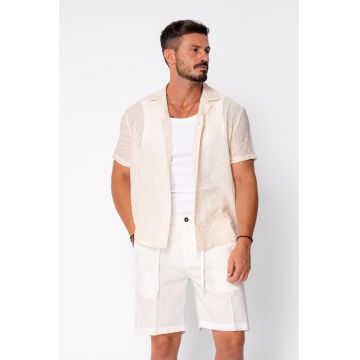 Camasa tricotata maneca scurta Beige 22444 - Bej