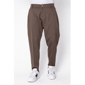 Pantalon lung conic cu tur lasat Brown 22354 - Maro