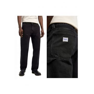 Pantaloni Barbati -  Double Knee Carpenter - Croi Loose Fit - Inchidere Fermoar - Negru - Negru