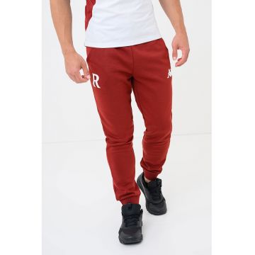 Pantaloni conici pentru fotbal Messo - Visiniu inchis/Alb optic