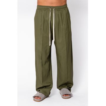 Pantaloni lung din IN cu elastic Oversized Kaki 22302 - Kaki