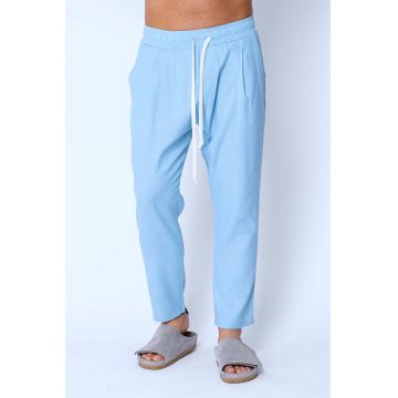 Pantaloni lung din IN cu snur usor conic Blue 21108 - BLUE