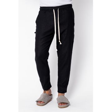 Pantaloni lungi din IN conic cu gaica Black 22374 - Negru