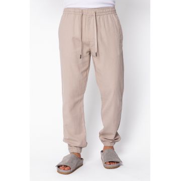 Pantaloni lungi din IN cu elastic si snur Taupe 22348 - Bej inchis