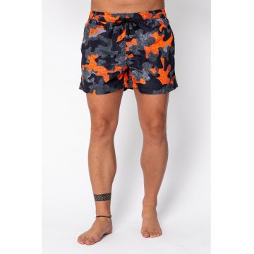 Pantaloni scurti de baie Camouflage Black/Orange 22421 - Negru