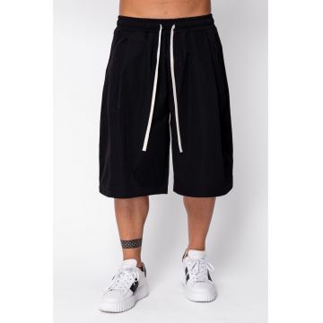 Pantaloni scurti din fas Oversized Black 22285 - Negru