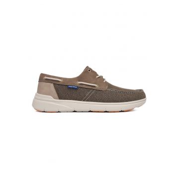 Pantofi barbati -  casual - rotund - maro - textil