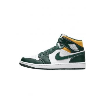 Pantofi sport barbati -  Air Jordan 1 Mid Sonics - verde si galben - material de inalta calitate