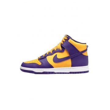 Pantofi sport barbati -  Dunk High - culori Lakers - violet si galben - material rezistent