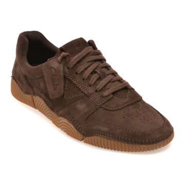 Pantofi sport CLARKS maro, SHARPHAM LACE, din piele intoarsa