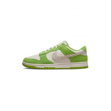 Pantofi sport de piele intoarsa Dunk Low - Alb murdar/Verde lime