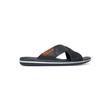 Papuci barbati -  bleumarin - piele ecologica - material interior textil -