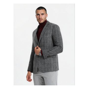 Sacou barbati regular fit cu amestec de lana - cu buzunare M166 - Gri