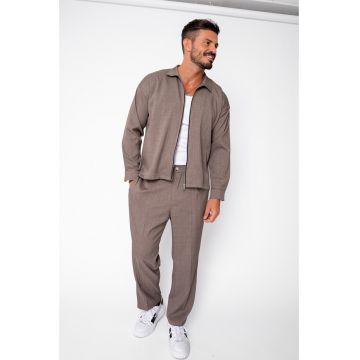 Set Jacheta cu fermoar si pantalon lung Brown 22462 - Maro