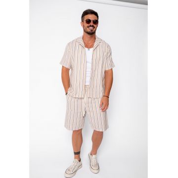 Set Line Tricotat Camasa si Pantaloni scurti Beige 22450 - Bej