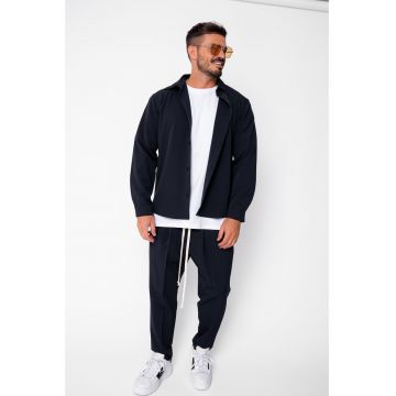 Set Orlando Camasa si pantalon lung cu snur Premium Navy 22466 - Bleumarin