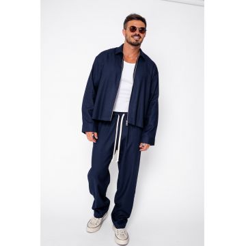 Set Toscano Oversized Jacheta cu fermoar si pantalon lung Navy 22324 - Bleumarin