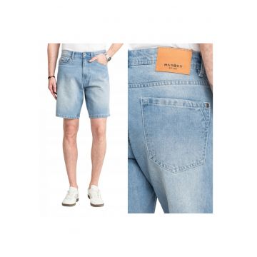 Shorts Din Denim -  Justin 2236 - 34 - Culoare: Albastru Deschis - Croi: Regular Fit - Stil: Drept / Regulamentar - Compozitie Material: 100% Bumbac - Albastru Deschis