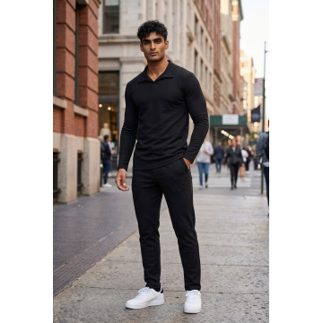 Trening barbati slim fit negru Pantaloni + Hanorac 7500