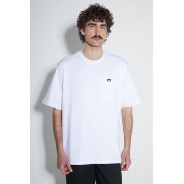 Tricou  alb - bumbac/poliester - croiala lejera - cu guler plat