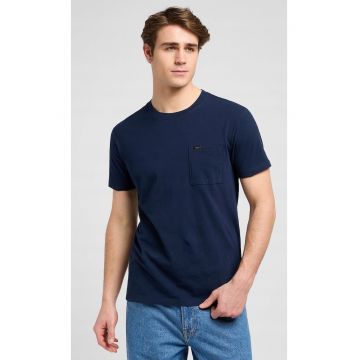 Tricou barbatesc  ajustat - albastru - bumbac