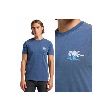 Tricou Barbati -  Albastru - Bumbac 100% - Medium Logo Tee - Premium - Confortabil - Pentru Tinute Casual - Design Modern - Albastru