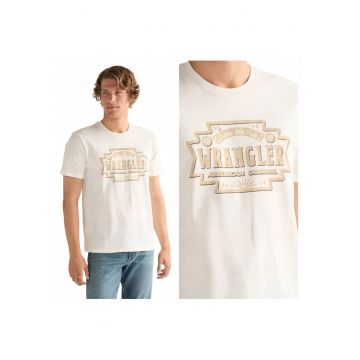 Tricou Barbati -  Americana Tee - XL INTL - Alb - Bumbac - Design Clasic Casual - Ideal Pentru Uz Zilnic - Material Premium Confortabil - Maneca Scurta - Croiala Regular Fit
