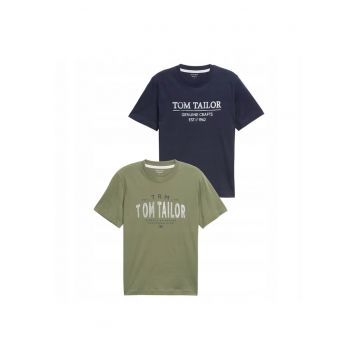 Tricou Barbati -  Doublepack T-shirt - Multicolor - Bumbac - Design Clasic Casual - Ideal Pentru Uz Zilnic - Material Premium Confortabil - Croiala Regular Fit - Maneca Scurta - Multicolor
