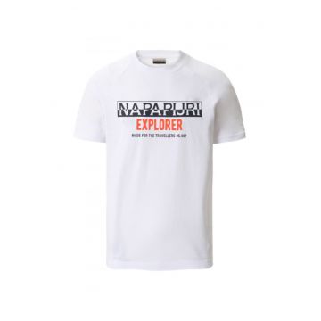 Tricou barbati -  imprimeu - alb - bumbac