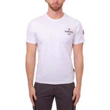 Tricou barbati -  imprimeu logo - alb - bumbac