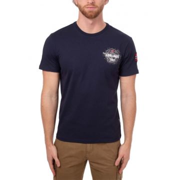 Tricou barbati -  imprimeu logo - bleumarin - bumbac
