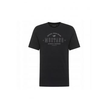 Tricou Barbati -  Negru - 100% Bumbac - Croiala Regular Fit - Design Clasic Casual - Confortabil - Style Alex Black - Negru