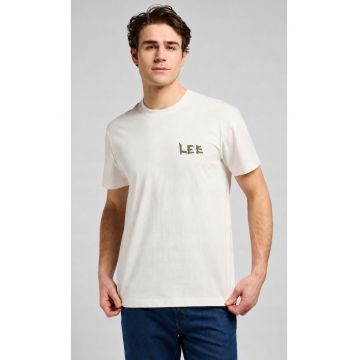 Tricou barbati  supradimensionat - imprimeu - alb - bumbac