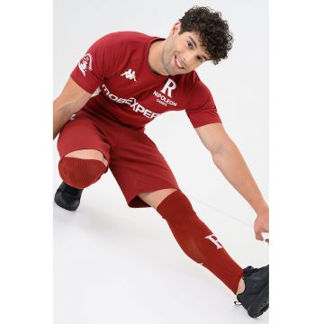 Tricou cambrat pentru fotbal Millido - Visiniu inchis/Alb optic