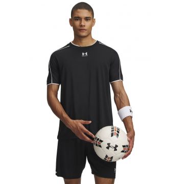 Tricou cu decolteu la baza gatului si logo pentru fotbal Challenger - Negru