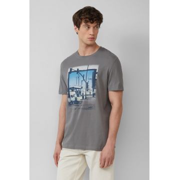 Tricou cu imprimeu grafic - Gri/Albastru