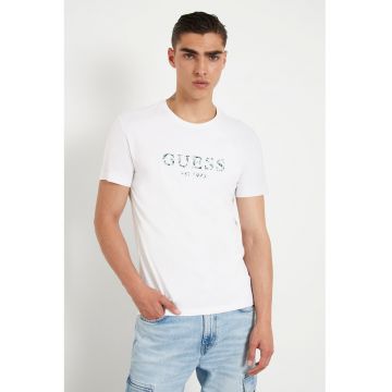 Tricou cu imprimeu logo - Alb/Negru/Verde persan